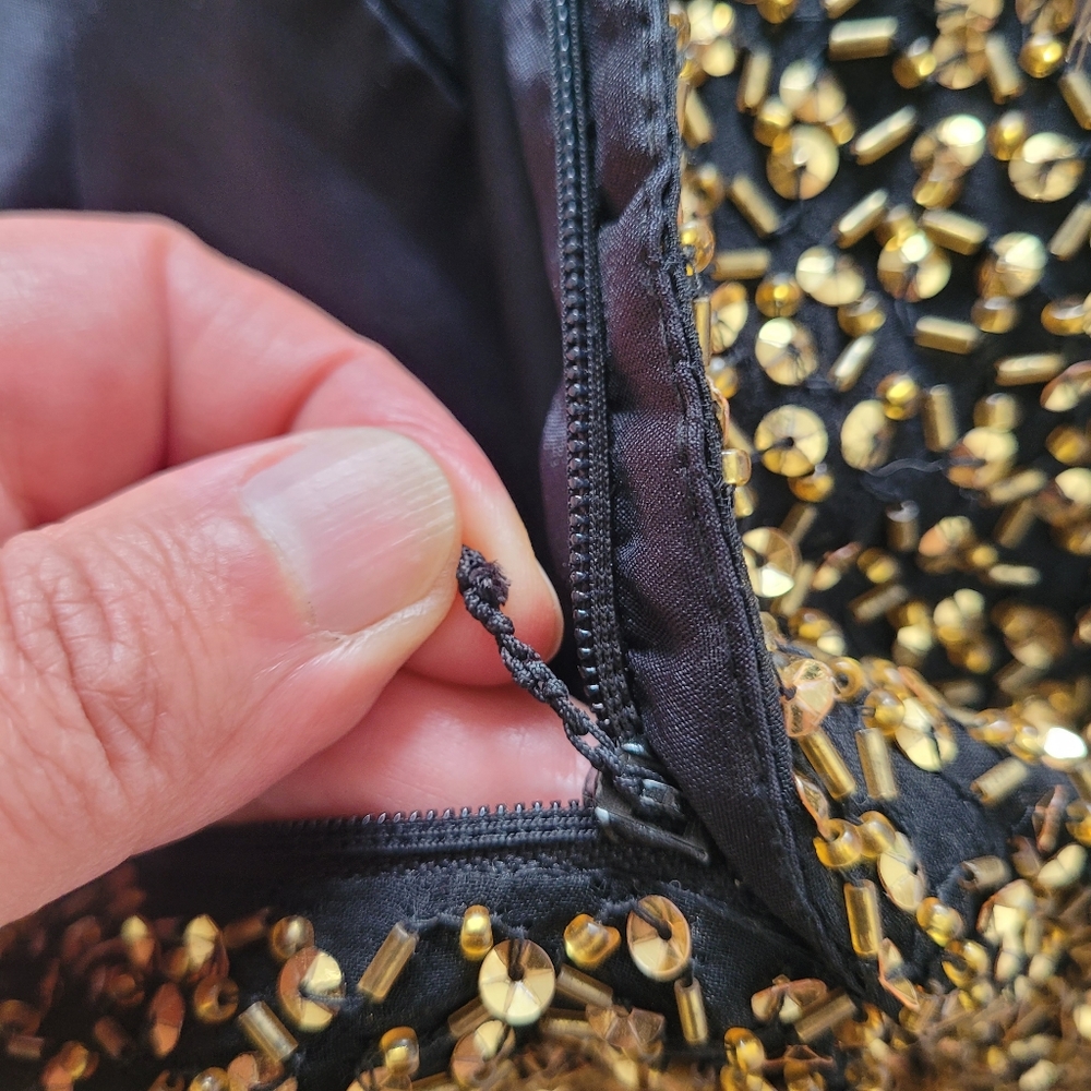 Vintage Niteline 100% silk dress with gold beading in size 10 - Picture 15 of 15